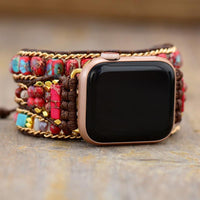 Red Jasper Beads Apple Watch Band - Womens Crystal Watch Bands - Allora Jade
