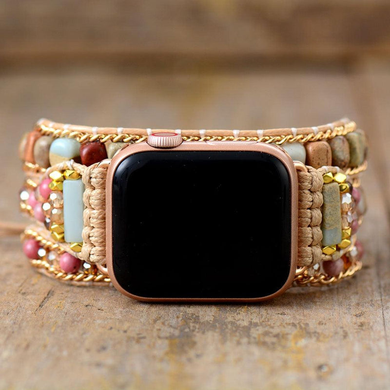 Rhodonite & Jasper Apple Watch Band - Womens Crystal Watch Bands - Allora Jade
