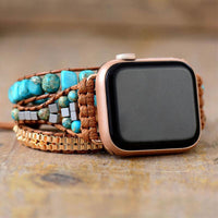 Blue Jasper Apple Watch Band Wrap - Womens Crystal Watch Bands - Allora Jade