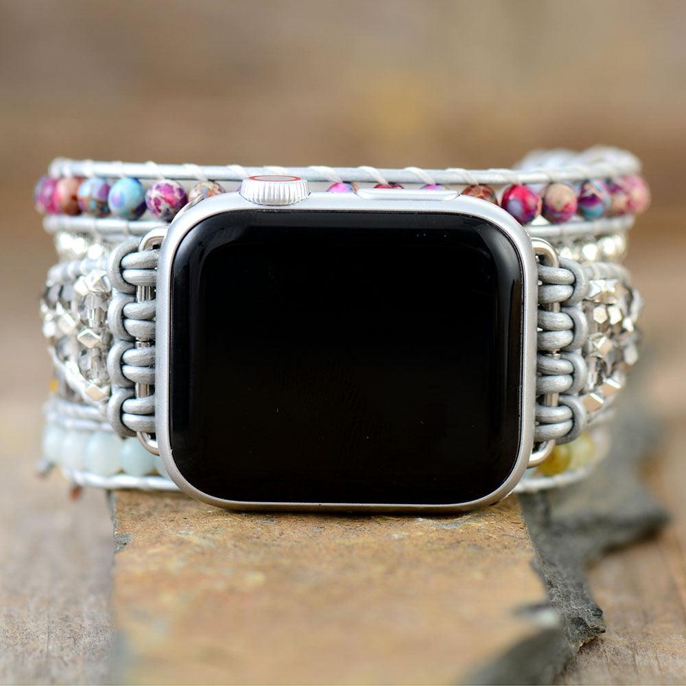 Amazonite & Jasper Apple Watch Band - Womens Crystal Watch Bands - Allora Jade
