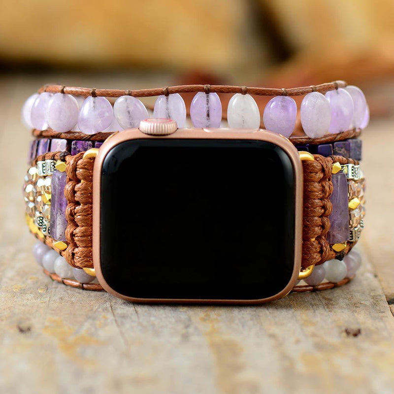 Purple Jade & Jasper Apple Watch Band - Womens Crystal Watch Bands - Allora Jade