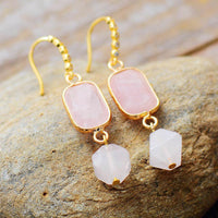 'Allyra' Rose Quartz Dangle Earrings - Womens Earrings Crystal Earrings - Allora Jade