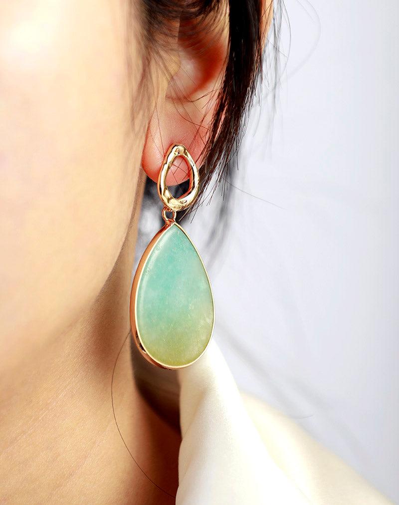 'Yindi' Amazonite Drop Earrings - Womens Earrings Crystal Earrings - Allora Jade
