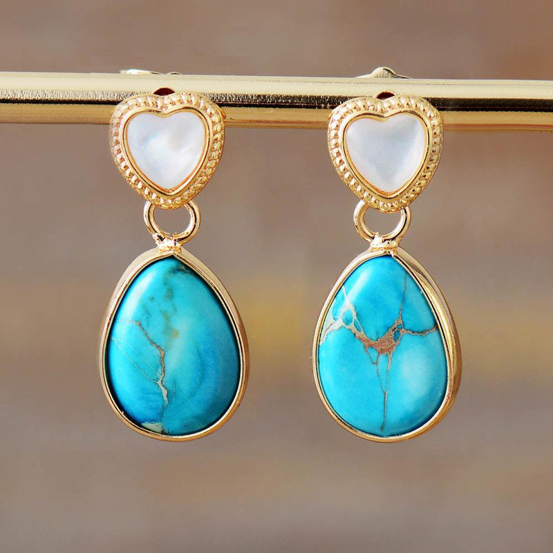 'Gandaru' Hearts & Jasper Drop Earrings - Womens Earrings Crystal Earrings - Allora Jade