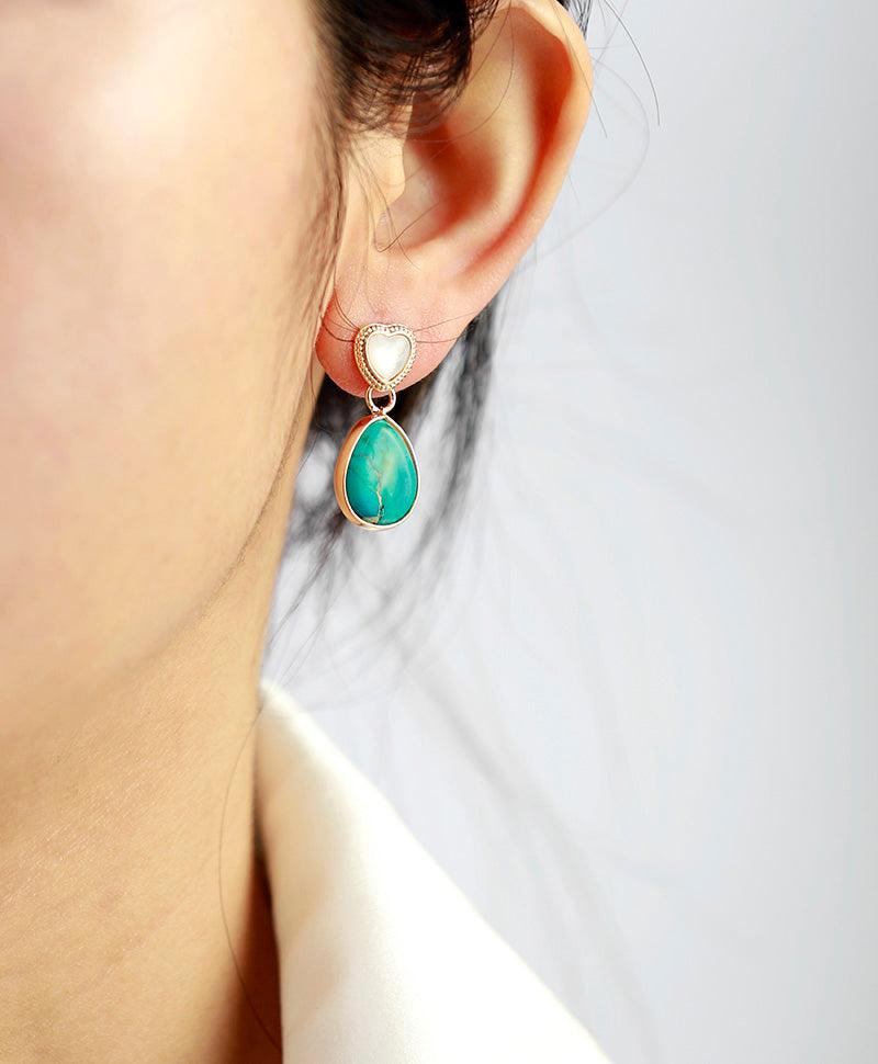 'Gandaru' Hearts & Jasper Drop Earrings - Womens Earrings Crystal Earrings - Allora Jade