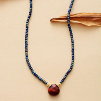 'Dhala' Seed Beads & Red Jasper Pendant Necklace - Womens Necklaces Crystal Necklace - Allora Jade