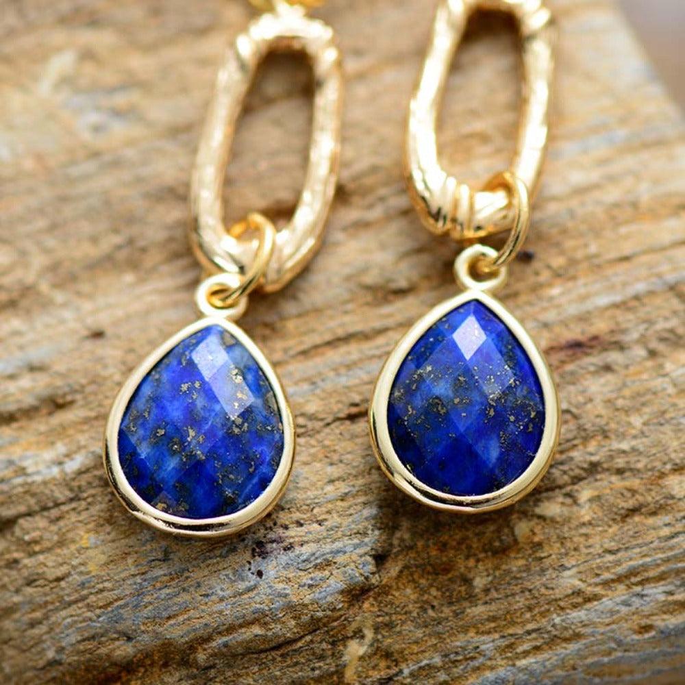 'Kirra' Lapis Lazuli Dangle Earrings - Womens Earrings Crystal Earrings - Allora Jade