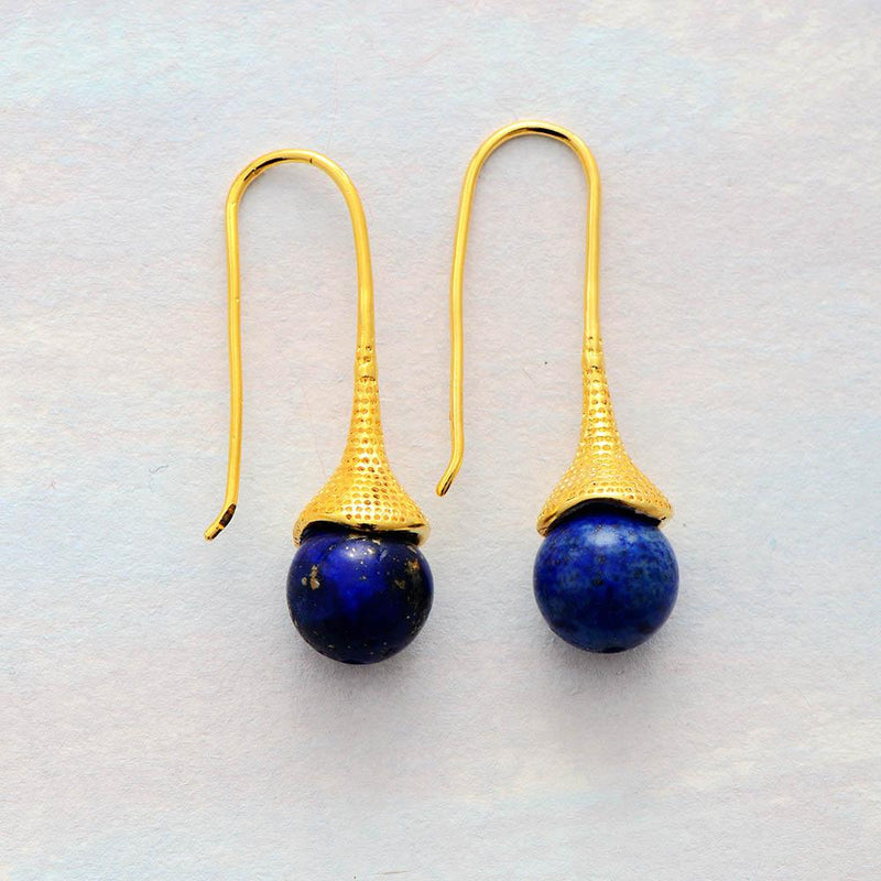 'Dhin' Natural Lapis Lazuli Drop Earrings - Womens Earrings Crystal Earrings - Allora Jade