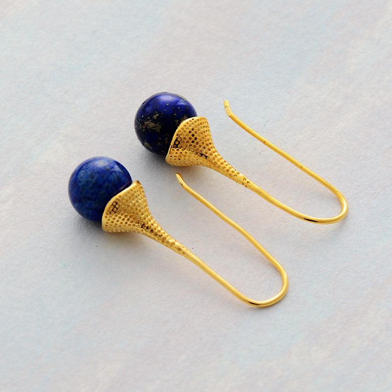 'Dhin' Natural Lapis Lazuli Drop Earrings - Womens Earrings Crystal Earrings - Allora Jade