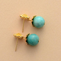 'Daisy' Amazonite Drop Earrings - Womens Earrings Crystal Earrings - Allora Jade
