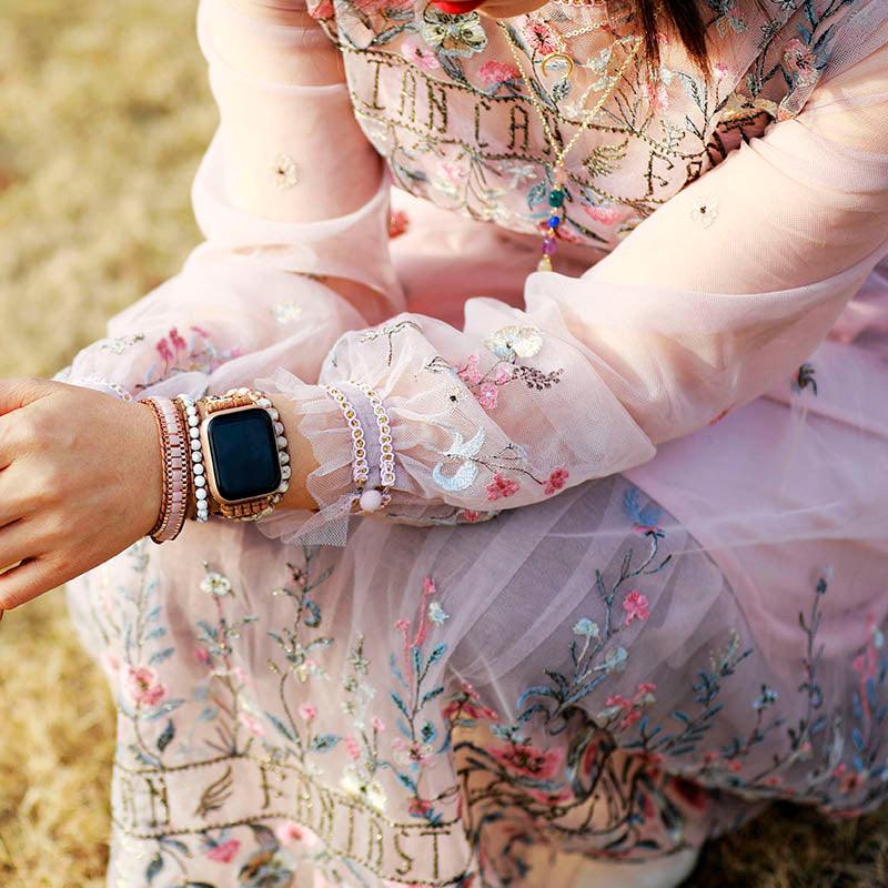 Pink Jade Cuff Bracelet - Womens Bracelets Crystal Bracelet - Allora Jade