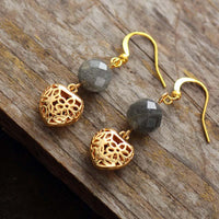 'Mirri' Labradorite Heart Dangle Earrings - Womens Earrings Crystal Earrings - Allora Jade