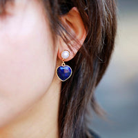 'Lapis Lazuli Hearts' Dangle Drop Earrings - Allora Jade