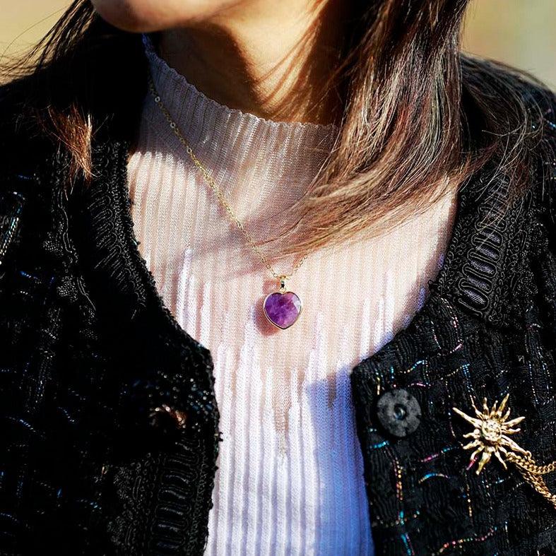 'Lapis Lazuli' Heart Pendant Necklace - Womens Necklaces Crystal Necklace - Allora Jade