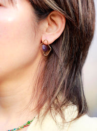 'Midhang' Amethyst Irregular Stud Earrings | Allora Jade