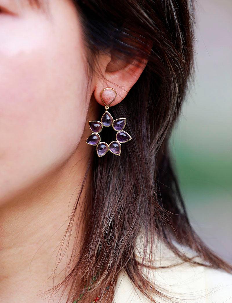 'Gurawiny' Purple & Pink Amethyst Earrings - Womens Earrings Crystal Earrings - Allora Jade