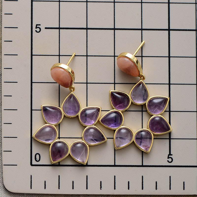 'Gurawiny' Purple & Pink Amethyst Earrings - Womens Earrings Crystal Earrings - Allora Jade