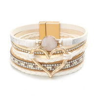 'Dalgu' Heart Charm Cuff Bracelet - white - Womens Bracelets - Allora Jade