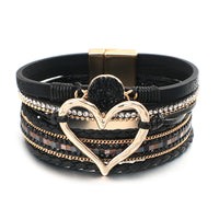 'Dalgu' Heart Charm Cuff Bracelet - black | Allora Jade