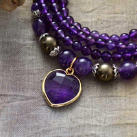 'Nyiwarri' Amethyst Heart Pendant Necklace - Womens Necklaces Crystal Necklace - Allora Jade