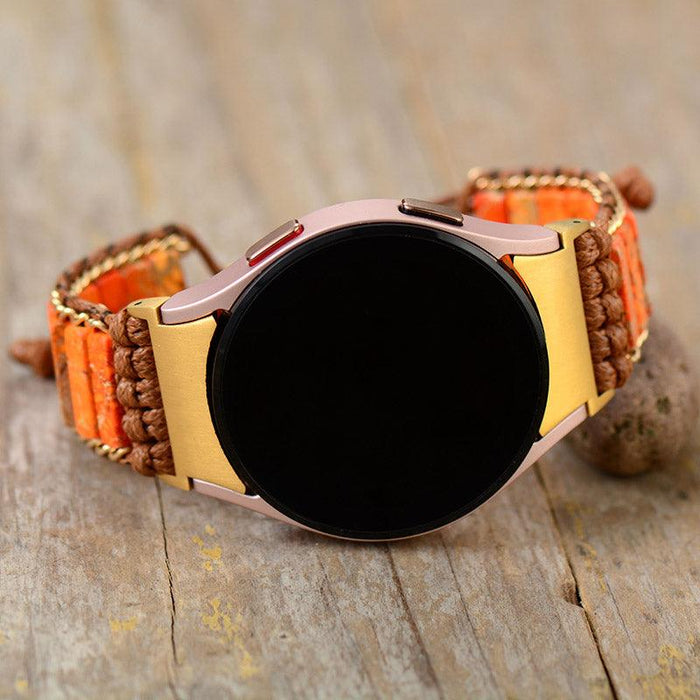 Orange Jasper Samsung Galaxy Watch 4 Band - Womens Crystal Watch Bands - Allora Jade