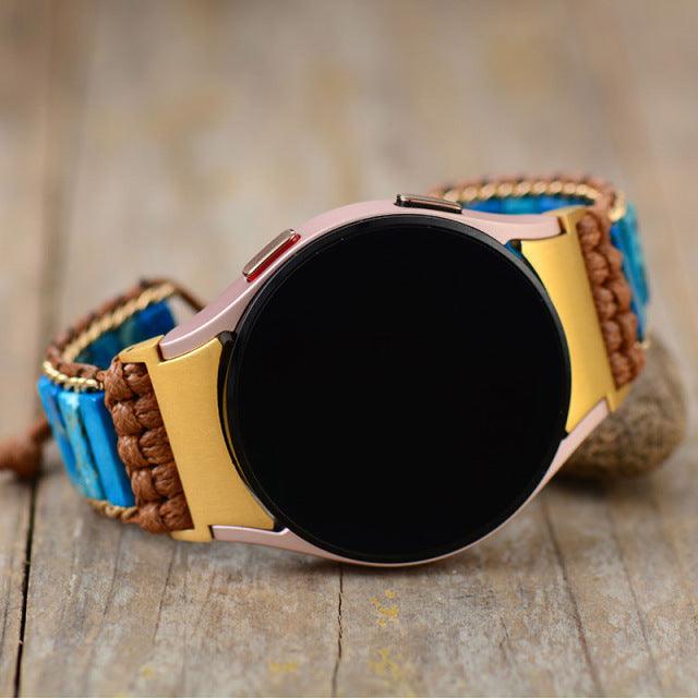Blue Jasper Samsung Galaxy Watch 4 Band - Womens Crystal Watch Bands - Allora Jade