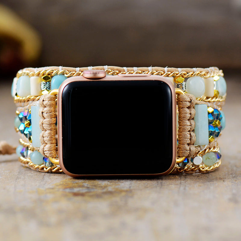 Amazonite Apple Watch Band Wax Cord Wrap | Allora Jade